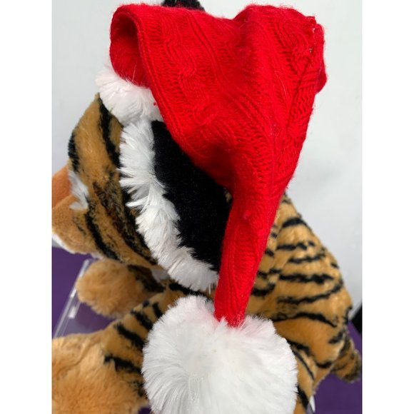 Bengal Tiger 14 Inch Hugfun Holiday Red Cable Knit Hat Pink Nose Gold Sparkle Ey - Picture 6 of 16